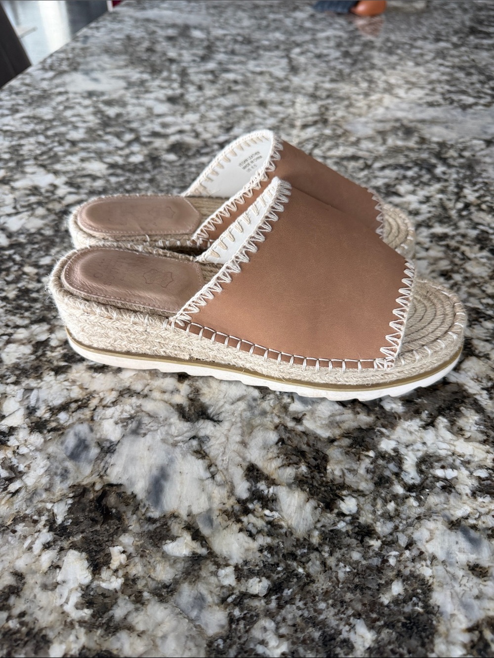 Wedge Espadrille Slide Sandals in Tan - Casual Slip-On